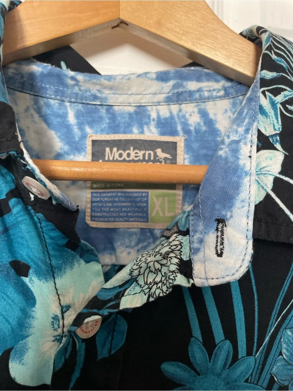 Modern Fit Teal Floral Short-Sleeve Shirt -